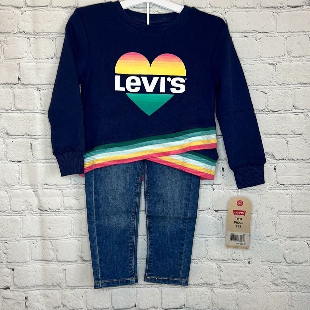 Levi’s Kids 2 Piece Jeans Outfit Blue Sweatshirt size 2T NEW